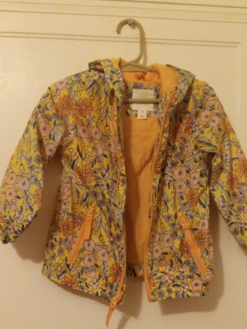 Girls' Floral Hooded Jacket - Yellow 3t